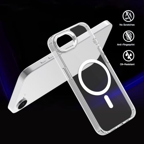 Image of JGD PRODUCTS Magnetic Case for iPhone 16E Compatible with MagSafe, Shockproof Phone Bumper Cover, Anti-Scratch Clear Back (Clear)