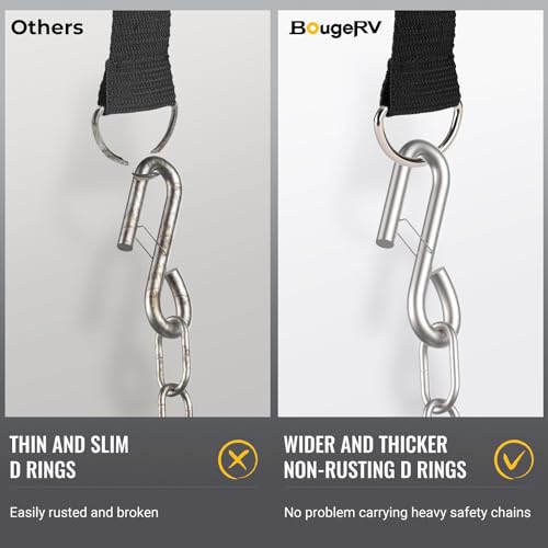 BougeRV RV Electric Tongue Jack Cover with D Rings, 600D Universal Trailer Jack Protective Black Cover for Outside RV Parts RV Accessories