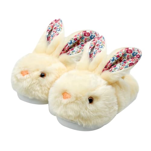Women Cute Bunny Slippers Plush Rabbit Fuzzy Slippers, Soft 𝐅𝗹𝐮𝗳𝗳𝘆 Animal Winter Warm Indoor House Shoes