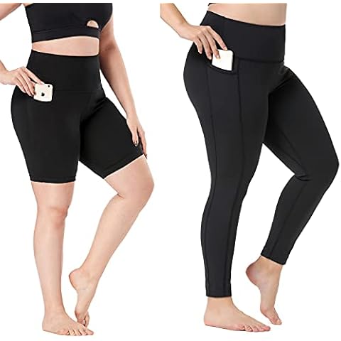 YOHOYOHA Plus Size Leggings High Waist Athletic Workout Yoga Pants Pockets Women's Tummy Control Best Thick Long Cover