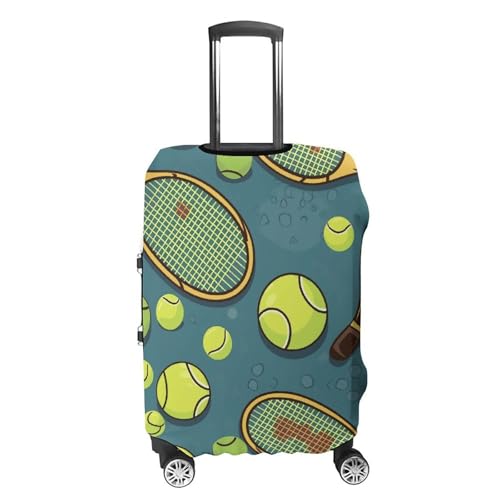 Funny Tennis Racquets And Tennis Balls Printed Luggage Cover Protector, Fits 18-32 Inch Luggage4