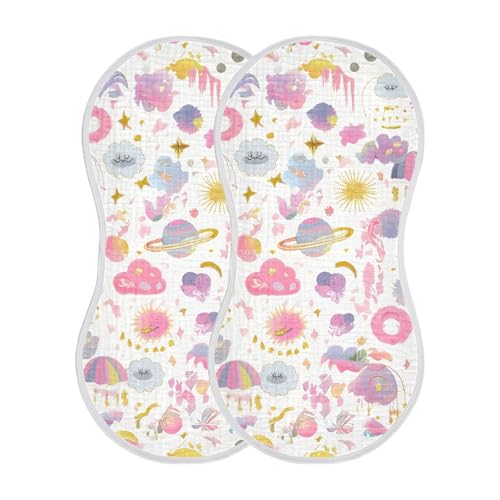 xigua Colorful Planets Baby Burp Cloths for Newborn Boys and Girls 4 Pack, Soft & Absorbent Cotton Baby Burp Cloth, Baby Washcloths, Newborn Towel, Burp Rags2