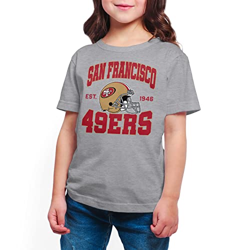 Junk Food Clothing x NFL - San Francisco 49ers - Team Helmet - Kids Short Sleeve T-Shirt for Boys and Girls - Size Medium - Image 2