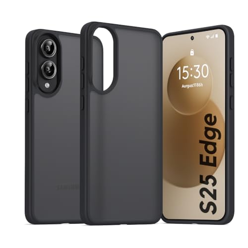 Image of Frosted Slim Matte Military Grade Drop Protection Frosted Lightweight Case Cover Compatible with Samsung Galaxy S25 Edge 5G (2025) (Matte Black)
