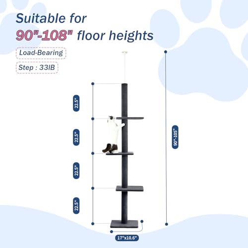 Árbol para Gatos 4 Niveles Ajustable Altura Interior Carbón miniatura 6