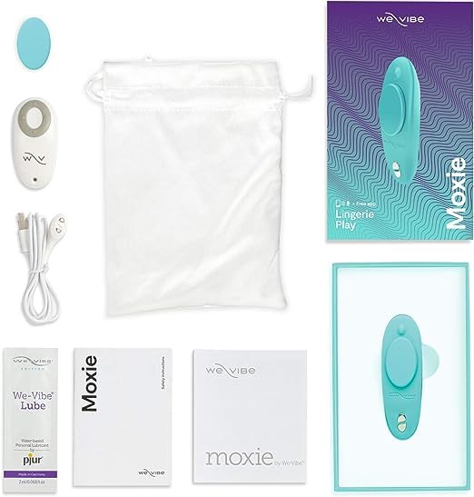 We-Vibe Moxie Wearable Lay On Panty Vibrator | Remote & App Control Vibrating Sex Toy for Couples | Clitoral Stimulator with 10 Intensity Levels | Adult Sexual Pleasure Tools | Waterproof | Aqua