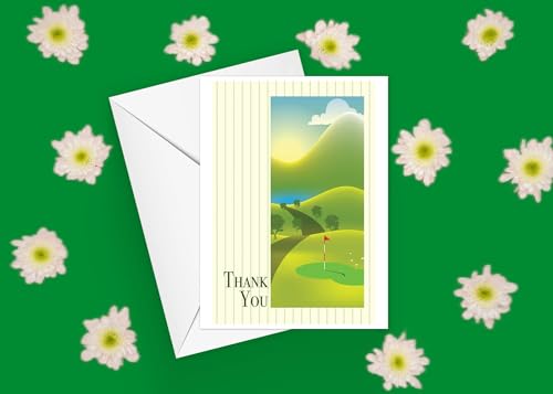 Image of Stonehouse Collection, Golf Thank You Note Card, 10 Boxed Golfing Cards & Envelopes, Blank Interior - USA Made