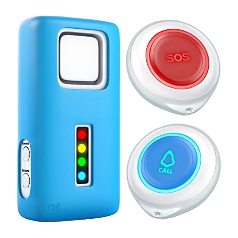 CruxCare C1 Pager mit 2 Ruftasten - Notrufknopf für Senioren mit Piepser - 2 Notruftasten & 1 Funkempfänger - Hausnotruf intern Cover