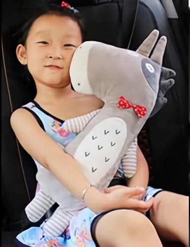 Image of Kids Seat Belt Pillow Cartoon Car Travel Pillow Neck Support Car Pillow Seat Belt Shoulder Cover Pillow Headrest Shoulder Pillow Soft Auto Seat Belt Cushion Back Cushion Car Trim