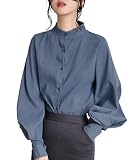 [Ｓｕｅｅｙａ] スイーヤ シャツ ブラウス レディース 長袖 スタンドカラー レトロ パフスリーブ きれいめ 着痩せ ゆったり トップス オフィス ビジネス カジュアル 20代30代40代 春 秋 冬