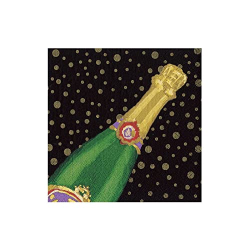 Caspari Sparkling Paper Cocktail Napkins in Black - 20 Per Box