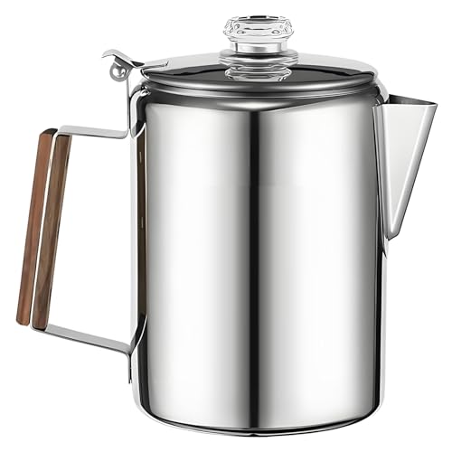 Zegaqae Percolatore Caffettiera, Macchina da Caffè In Acciaio Inox Per La Stufa, Caffettiera Da Campeggio, Per La Preparazione del Caffè Al Falò O Sul Fornello