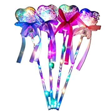 KAVIN Combo of 2 Pieces Flashing Light Led Ball Stick Glow in The Dark Magic Wand for Kids Boys and Girls Random Colours (Heart Shape)