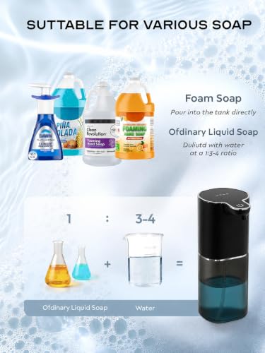 Image of Aluan Automatic Soap Dispenser for Bathroom, 400ml Touchless Automatic Hand Wash Dispensers with 4-Level Adjustable Foam Modes, IPX5 Waterproof Type-C Rechargeable Sensor Handwash Dispenser