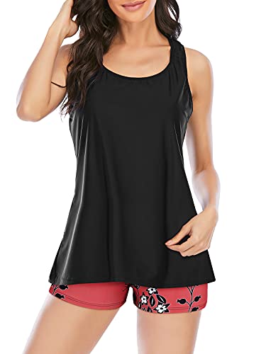 Century Star 3 Piece Tankini Bathing Suits for Women Athletic Swimsuits Tank Top with Bra and Boy Shorts Modest Swimwear3