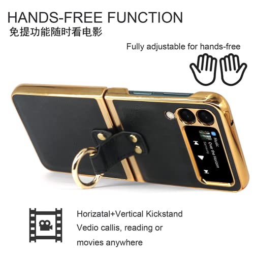 Capa para Samsung Galaxy Z Flip 3, suporte de anel integrado de membrana Flip3 capa de couro (Flip3,