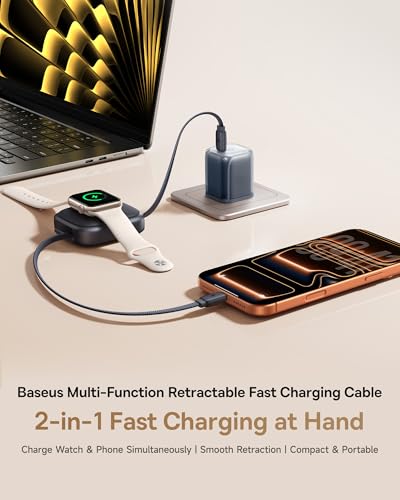 Baseus Retractable USB-C Cable (2.5W Wireless Charger & 100W 5A Fast Charging) - image 2