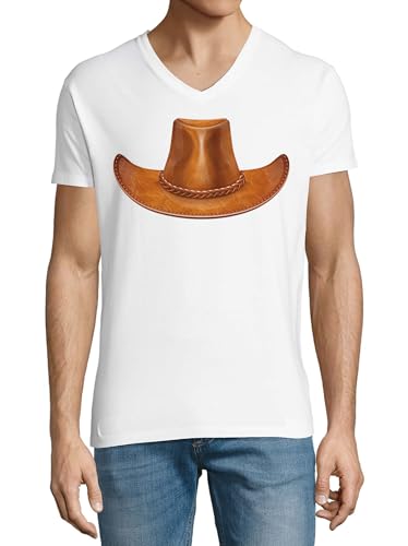 T-shirt col en V coton blanc homme premium avec imprimé d'art