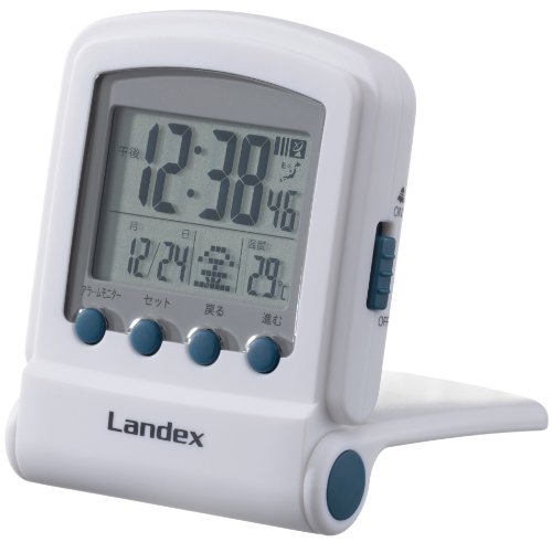 LANDEX デジタル電波目覚まし時計 タイムフリッパーLite LEDバックライト付き ホワイト YT5221WH