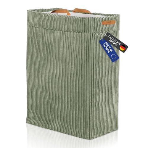 Lycce Wäschekorb Cord – Nischenwäschekorb | platzsparend & praktisch | waschbare Bezüge | faltbarer Wäschesammler | Schlafzimmer, Kinderzimmer & Badezimmer (salbei)