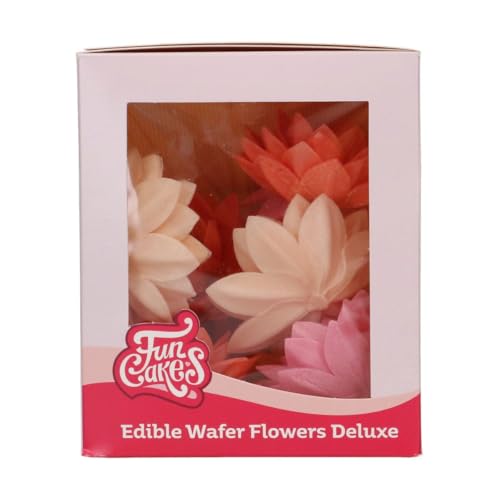 FunCakes Lotus Mix Mittel, Essbare Blumen für Torte, Kuchen und Cupcakes Dekoration, Edible Wafer Flowers Deluxe - pk/10