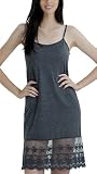 Melody Women's lightweight layering lace ruffle knit full slip dress extender with adjustable straps