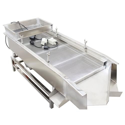 WYDDDARY Straight Vibrating Sieve Electric Linear Sifter Machine Stainless Steel Screen Shaker with 4mm 1mm Round Hole Mesh Double Layers Double Motors 110V