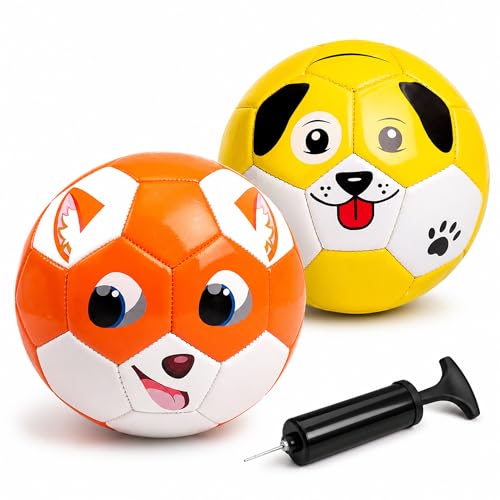 Toddler Size 2 Soccer Balls (2 Pack) for Kids Ages 1-5