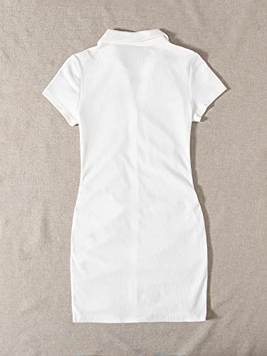 RASNEY Women's Dress Collared Buttoned Front Striped Dress Dress IPADSA (Color : White, Size : Medium)3