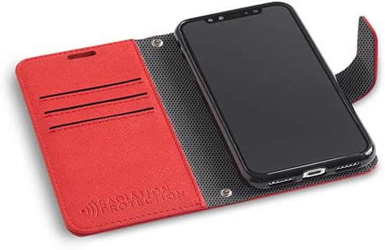 SafeSleeve Wallet Leather Case for iPhone 16 Pro Max EMF Blocker for Cell Phone with 3 Card Holder & Adjustable Stand – Magnetic Closure, and Magnetic Folio Protection for Daily Use (Red) - Image 5