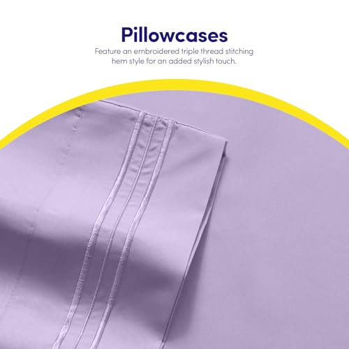 Image of 1500 Supreme Collection Twin XL Sheet Sets Lavender - 3 Piece Bed Sheets and Pillowcase Set for Twin XL Mattress - Extra Soft, Elastic Corner Straps, Deep Pocket Sheets, Twin XL Lavender