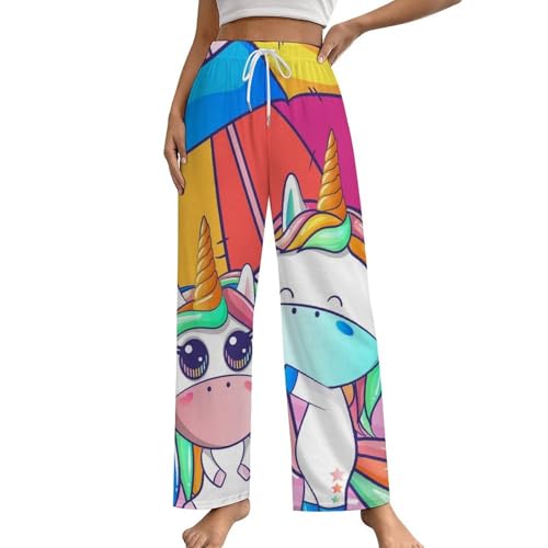 Pantalon de pyjama licorne rose femme S doté de poches latérales pratiques pour la nuit