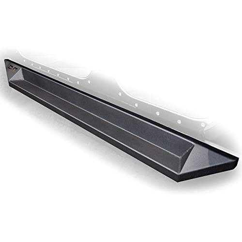 DV8 Offroad | SRSOTB-10 | Rock Slider for 2007-2018 Wrangler JK 4 Door Model | Plated Armor Style with Box Step | Protection for Body and Frame | Black Finish