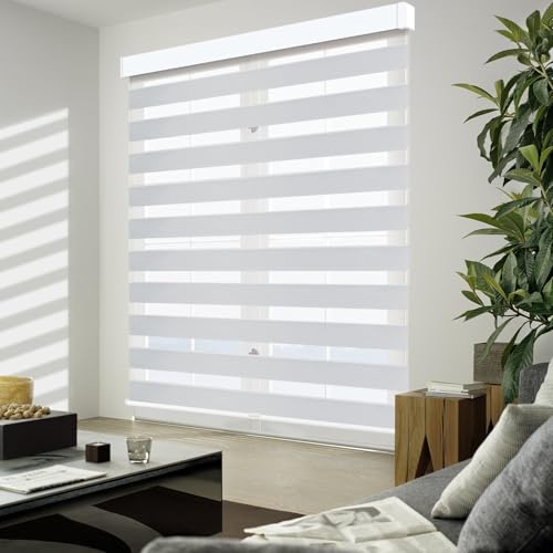 Pinecrest Custom Zebra Blinds Non Cordless,White,26.5" Width X 48" Height