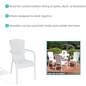 Sunnydaze Segesta All-Weather Faux Wicker Plastic Dining Chair - Commercial Grade - Indoor/Outdoor Use - White - 4 Chairs 41 OOs6TM+L. SS280