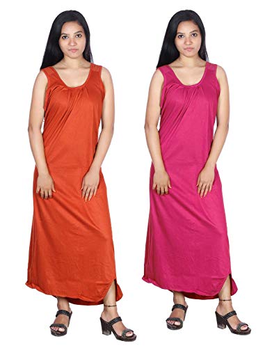 Image of Full Cotton Slip Innerwear for Gown, Nighty, Maxi Long Camisole for Women and Girls (Plain Nighty-P2.)