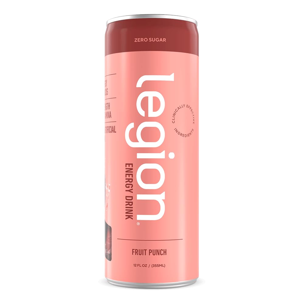 Legion Energy Drink - Naturally Sweetened and Flavored Healthy Energy Drinks - Sugar Free Energy Drinks w/Natural Caffeine, Theanine, Taurine, Citicoline and B Complex Vitamins (12 Pack) Fruit Punch - Image 4