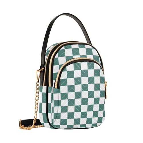 Black White Checkered Crossbody Bag for Women Shoulder Handbag Ladies Purse Cell Phone Tote Bags