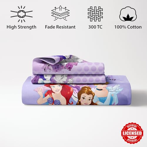 Image of Sassoon Disney Princess Story Digital Printed 100% Cotton Bedsheet with 2 Pillow Covers in 300TC