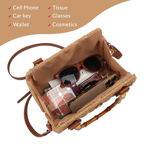 Straw Beach Bag Crossbody Handbag for Women Handmade Woven Shoulder Bag Top Handle Purse for Summer4