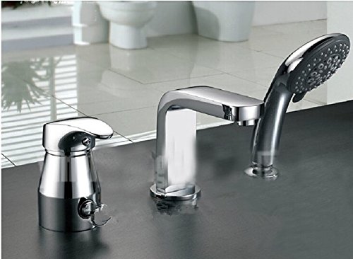 Robinet baignoire chrome Gowe haut de gamme à poser avec douchette design épuré