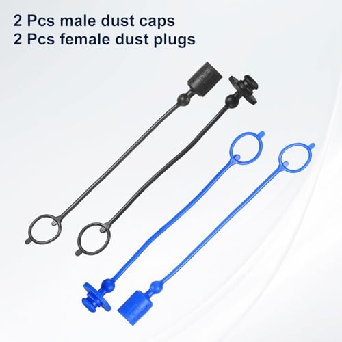 Image of HARFINGTON 2Sets 1 /4 Hydraulic Hose Dust Cap and Plug Kit, ISO-A Male Dust Cap & Female Plug Cover Quick Disconnects Air Coupler Cover Port Plug Fittings with Retention Ring, Blue /Black
