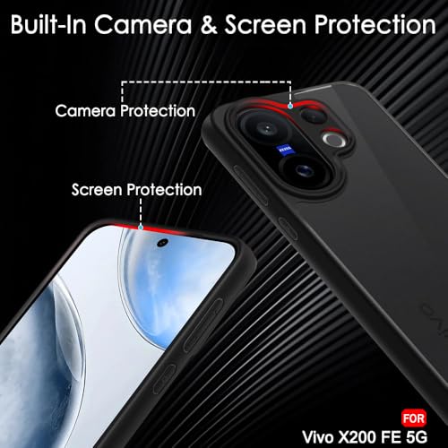 Image of TheGiftKart Hybrid Shockproof Back Cover Case for Vivo X200 FE 5G | Camera Protection Module | Hard Back Case Cover for Vivo X200 FE 5G (PC & TPU, Translucent Smoke Matte Back, Black Sides)