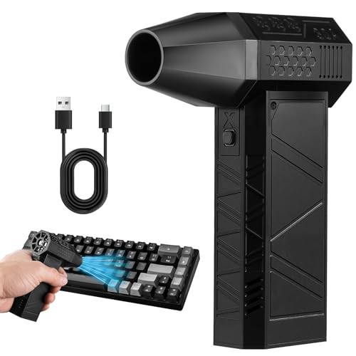 Compressed Air Duster - 130000RPM Cordless Violent Turbo Fan Blower, 3-Speed Adjustable Electric Violent Fan Rechargeable, Mini Compressor Air Blower for Car, House, Computer, Keyboard Cleaner