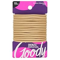 Goody Ouchless Hair Elastics – No Pull, No Breakage, Tangle-Free Hold for Thick, Curly, Coily & Textured Hair – 15 Count, Blonde, Long-Lasting Ponytail Holders for Women & Men