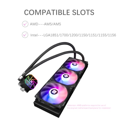 Image of TR-Thermalright Aqua Elite 360 V3 Aio CPU Cooler-360mm Liquid Cooler,3x120mm ARGB Cooling Fan,Easy Installation,Compatible with AM5 /AM4, LGA1851 /1700 /115X /1200, Black