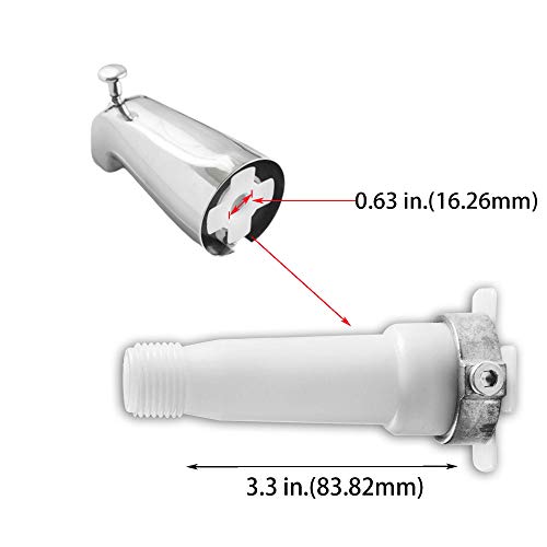 SENTO Slip On Silver Universal Bathroom Tub Spout with Diverter, Durable Heavy Duty Metal Bathtub Faucet with Shower Diverter - 4 Inches 1/2" Copper Pipe, Polished Chrome