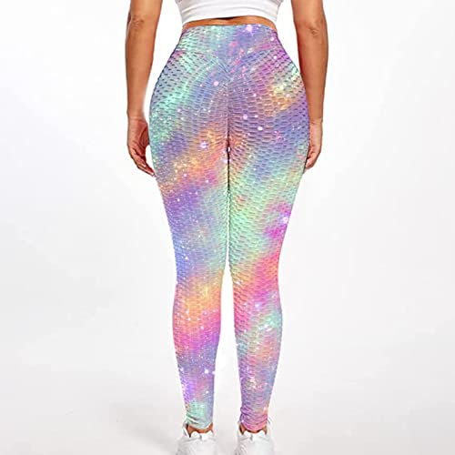 Tie-Dye Print Yoga Pants For Women,Seamless Ruched Leggings Butt Textured Anti-Cellulite Booty Lifting Fitness Leggings #TOP3