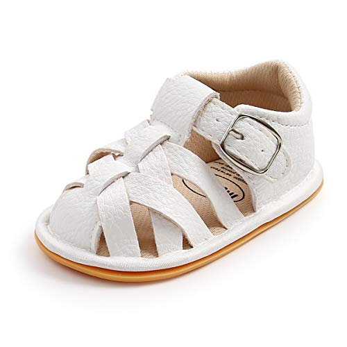 Sehfupoye Baby Jungen Mädchen Sommer Sandalen Anti-Rutsch Weiche Sohle Kleinkind First Walker Schuhe Neugeborenes PU Leder Casual Sandalen 12-18M