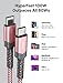 JSAUX 100W USB C to USB C Cable for iPhone 17, USBC Type C Charge Cord 5A Fast Charging Compatible with iPhone 17 Air 16 15 Pro Max Samsung Galaxy S25 S24 MacBook iPad Pro Carplay (2-Pack, 6.6ft) Pink